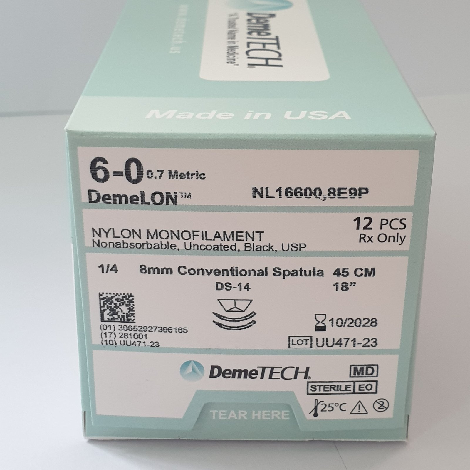 Шовний матеріал Нейлон 6-0 чорний, мононитка